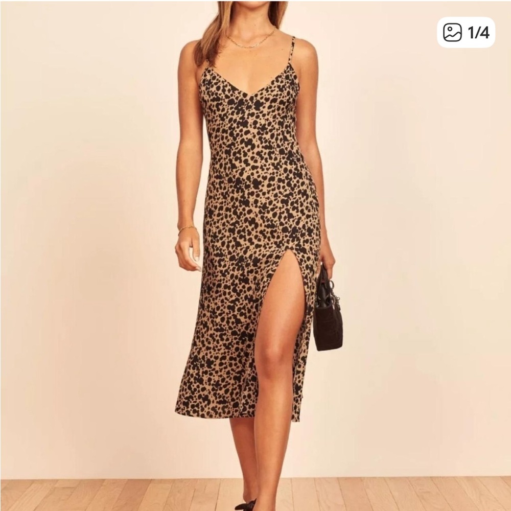 Reformation Crimini Midi- Dress in Leopard